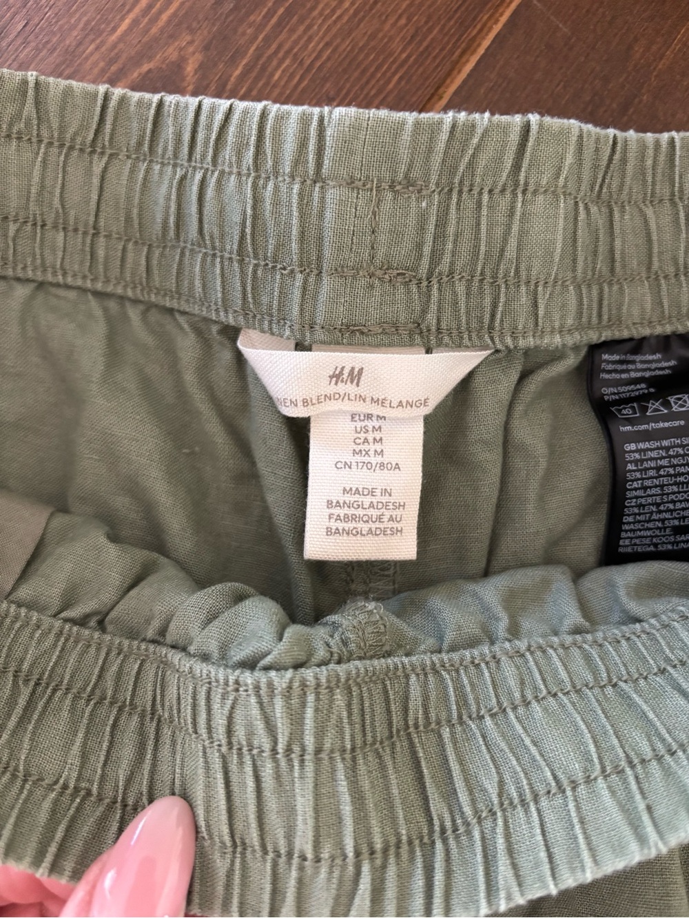 H&M Linen Blend Wide Leg Pants – Khaki Green – Size Medium - Picture 4 of 9